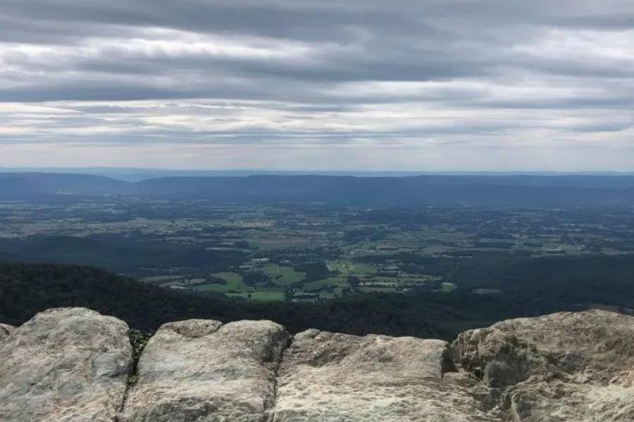Rock ledge overlooking a valley in Virginia