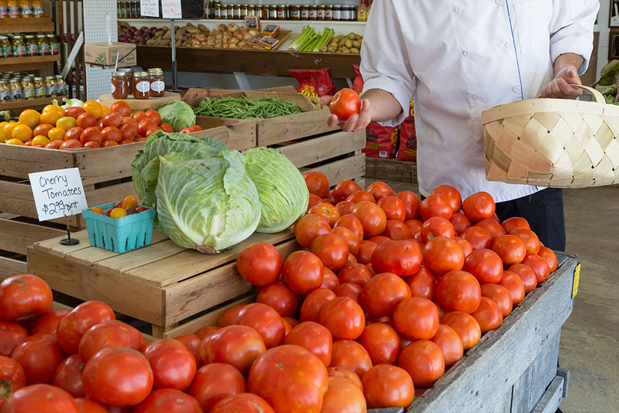 Chef shopping for local farm produce